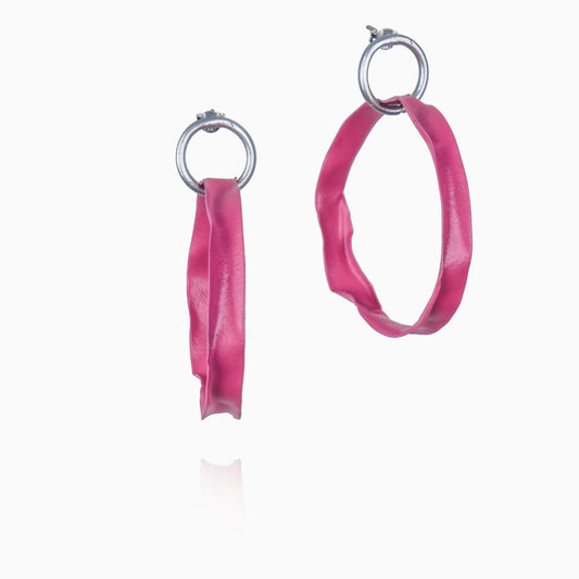 RETRO PINK DANGLE HOOP EARRINGS